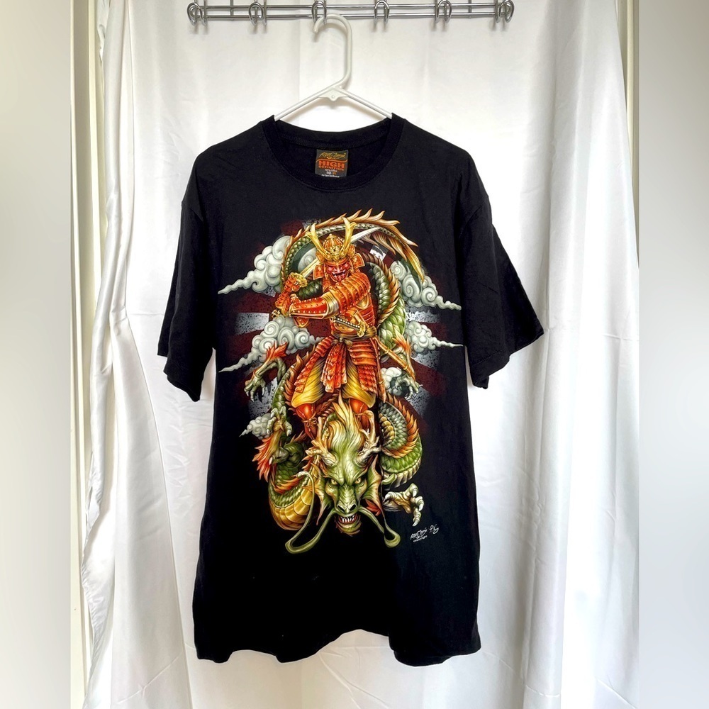 High definition/ Warrior with dragon black short sleeved shirt​​​​​​​​​​​​